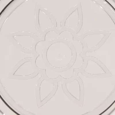 glas, teller, blumenmuster, stempelung/erhaben, weiß