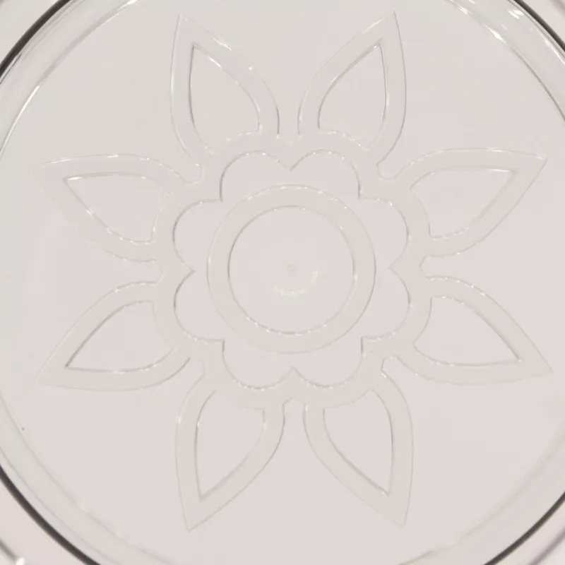 glas, teller, blumenmuster, stempelung/erhaben, weiß