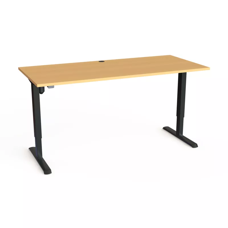schreibtisch, tisch, holz, metall, kabellöcher