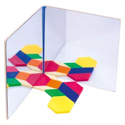 Puzzle, tessellierte Fliesen, bunte Blöcke, Spiegel-Anordnung, geometrische Formen