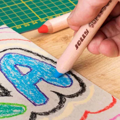 Kinderzeichnung, Kreide, Buntstift, Bleistift, Papier