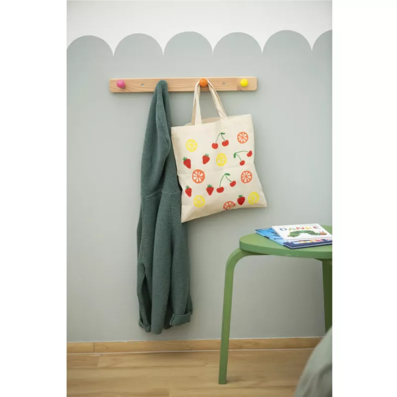 Tasche, Korb, Jutebeutel, Früchte Muster, Kleiderhaken