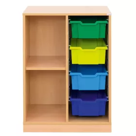 Klassenzimmerregal, 99,1 x 73,1 x 48, mit 4 Gratnells-Boxen und 1 Boden