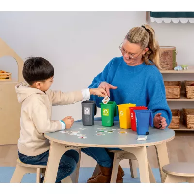 Kinder Tisch, Lernspiel, Mülltrennung, Sortierkasten, Stickerkarten