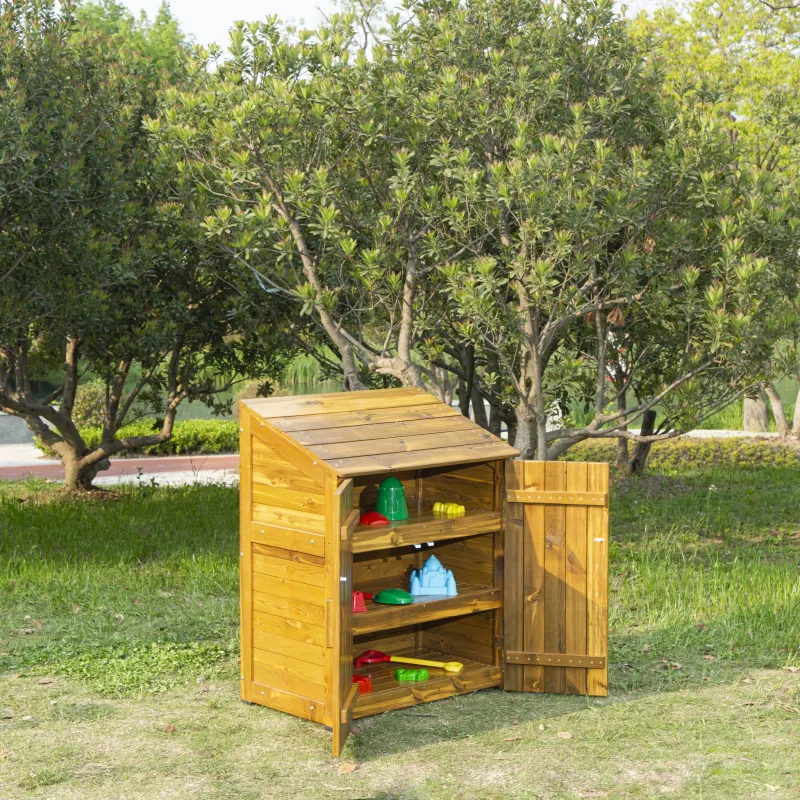 Holzkabinett, Spielzeugregal, Kinderspielzeug, Außenspielzeug, Holzregal