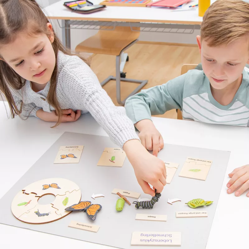 Lernspiel, Puzzle, Kartonteile, Schmetterling, Bauplatte