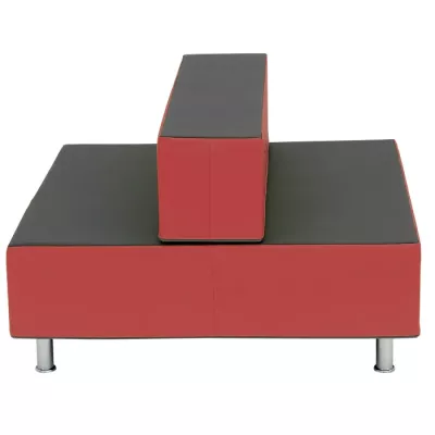modulares Sofa, rote Polsterung, schwarze Polster, Schaumstoff Polsterung, Metallbeine