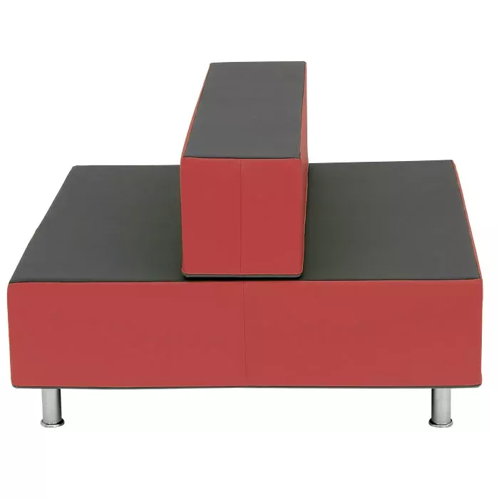 modulares Sofa, rote Polsterung, schwarze Polster, Schaumstoff Polsterung, Metallbeine