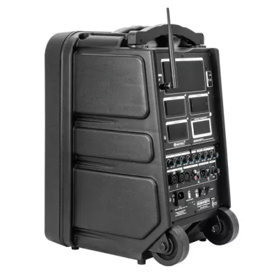 portables Lautsprechersystem, PA-System, Audio-Mixer, rollbarer Koffer, Multi-Kanal