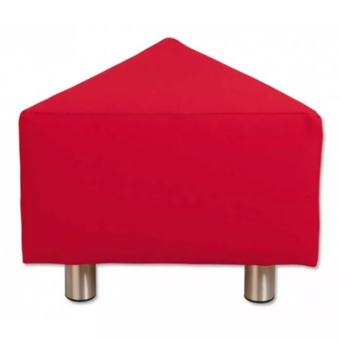 Sitzhocker, Podest, Roter Bezug, Holzbein, Logo frei