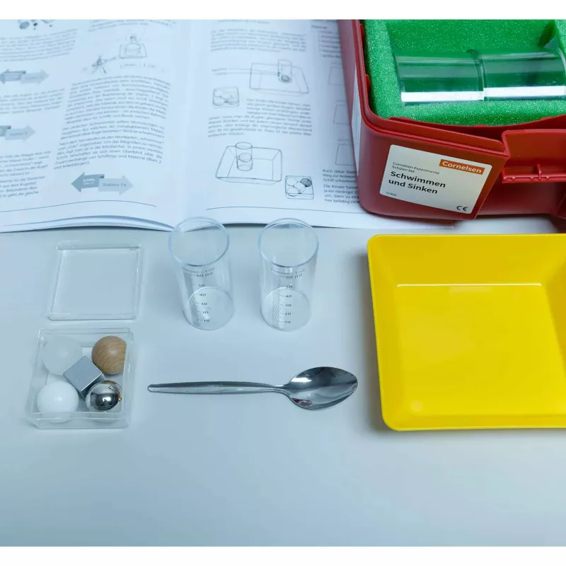 Chemie-Set, Labor-Set, Messbecher, Löffel, gelbe Ablage