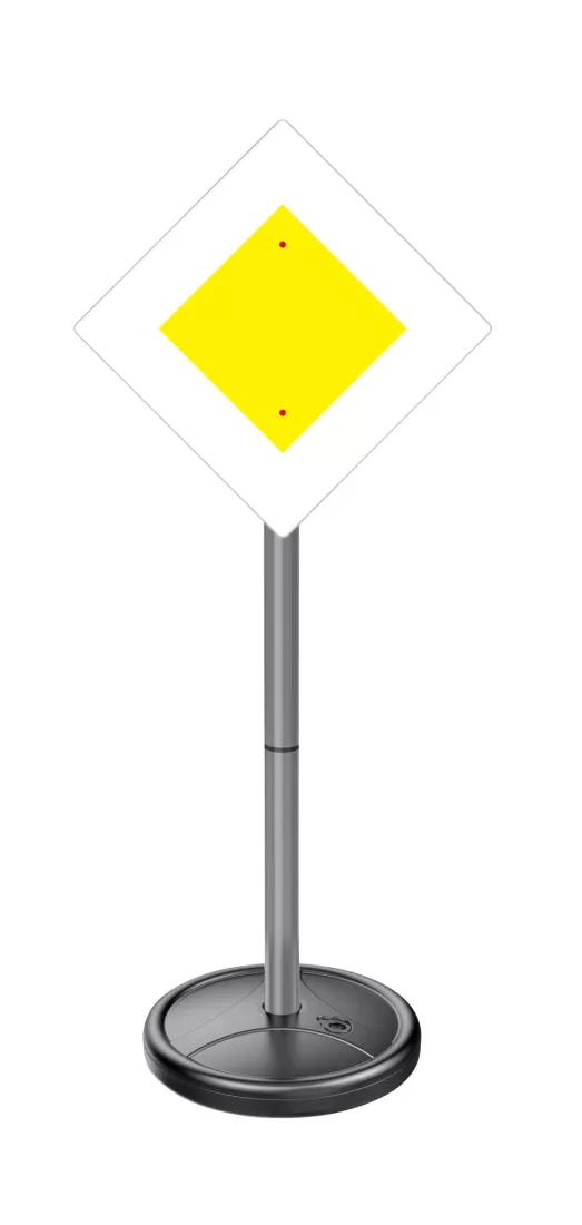 Verkehrszeichen, Warnschild, Gelb/Quadrat, Standfuß, Stativ