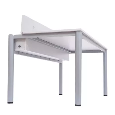 Schreibtisch, verstellbar, Metallbeine, weiß, Schublade
