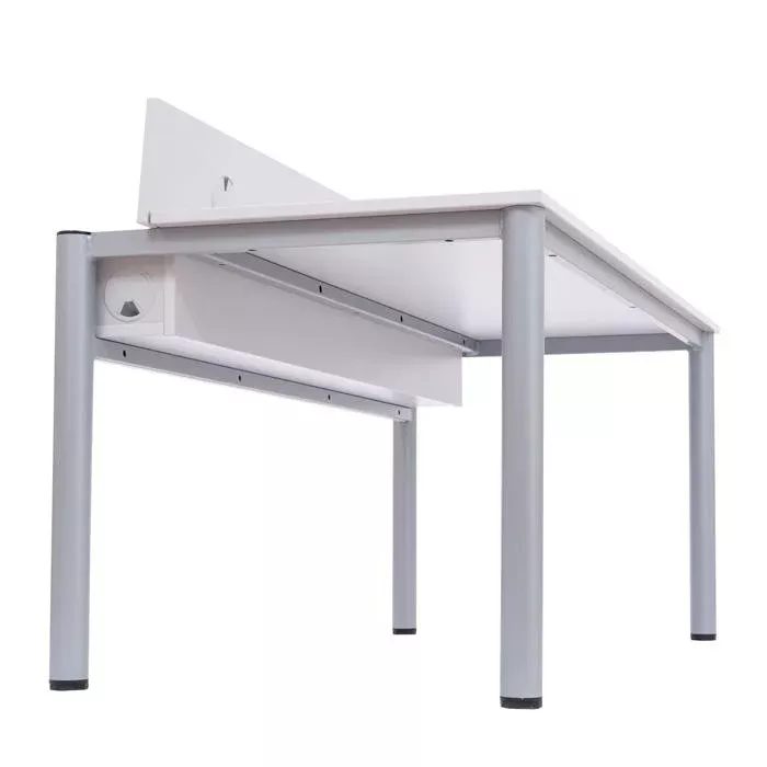 Schreibtisch, verstellbar, Metallbeine, weiß, Schublade