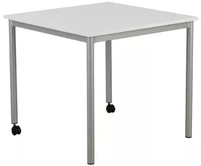 Tisch, Beistelltisch, Metallbeine, Rollen, Weiß