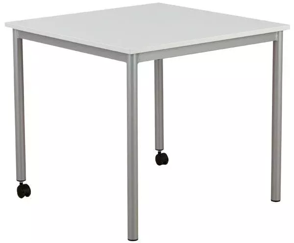 Tisch, Beistelltisch, Metallbeine, Rollen, Weiß