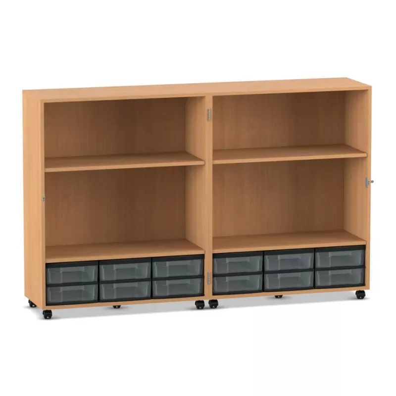 Regal, Schrank, Holzoptik, Aufbewahrung, Rollensystem