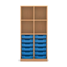 Mittelhohes Regal, 143,9 x 73,1 x 48, mit 12 Boxen und 4 Böden