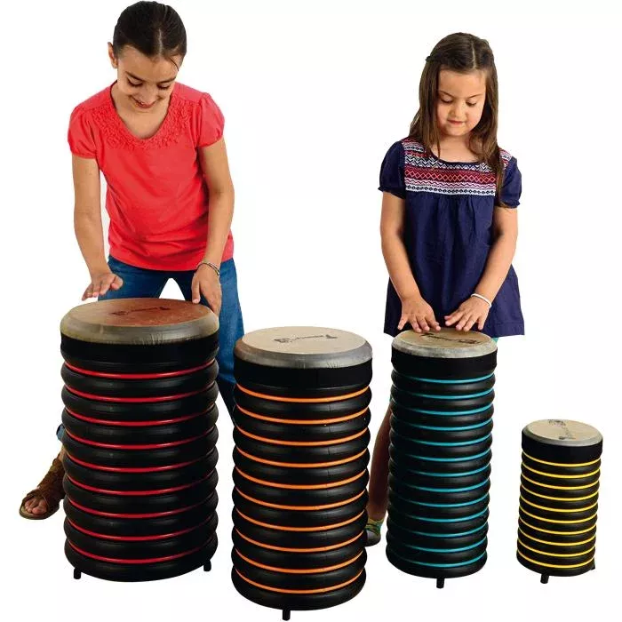 Diskstapel, Stapelspiel, Trommeln, Kunststoffringe, Spielzeug-Stacker