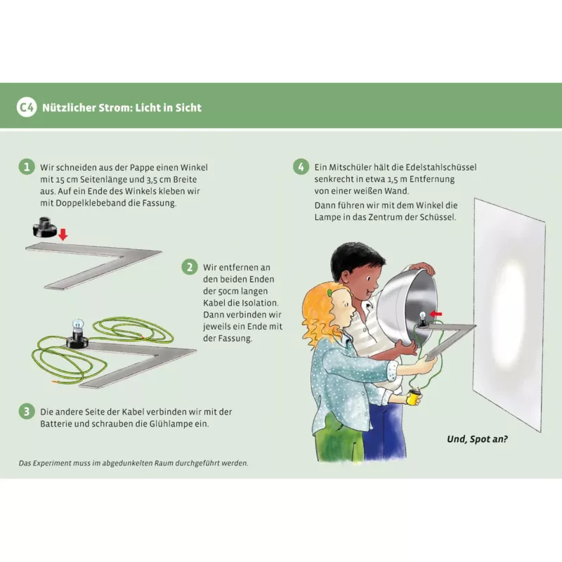 Experiment, Licht in Sicht, Strom, Kabel, Batterie