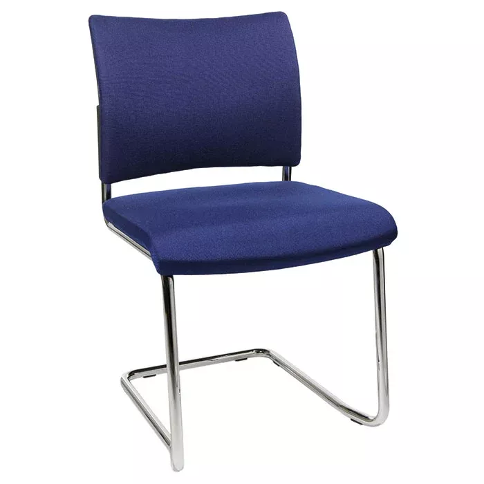 Stuhl, Bürostuhl, Polsterstuhl, Chromstahlgestell, Blaue Polsterung