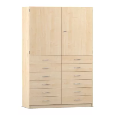 Kleiderschrank,  Kleiderschrank mit Schubladen,  hoher Schrank,  Holzwand,  Kommode