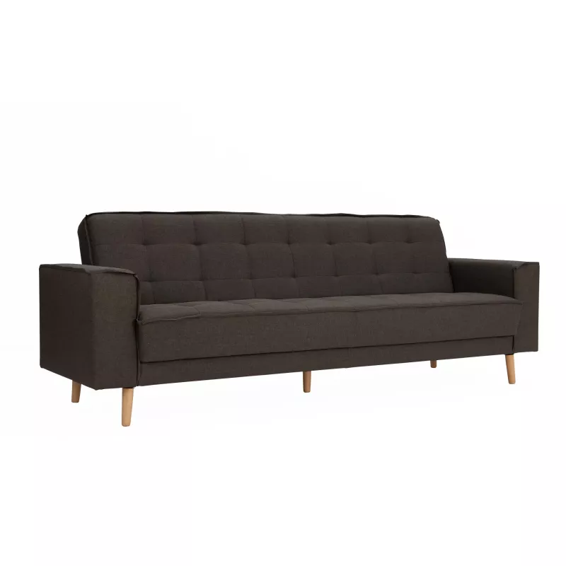 Sofa, Wohnsofa, Stoff, Dunkelbraun, Holzbeine