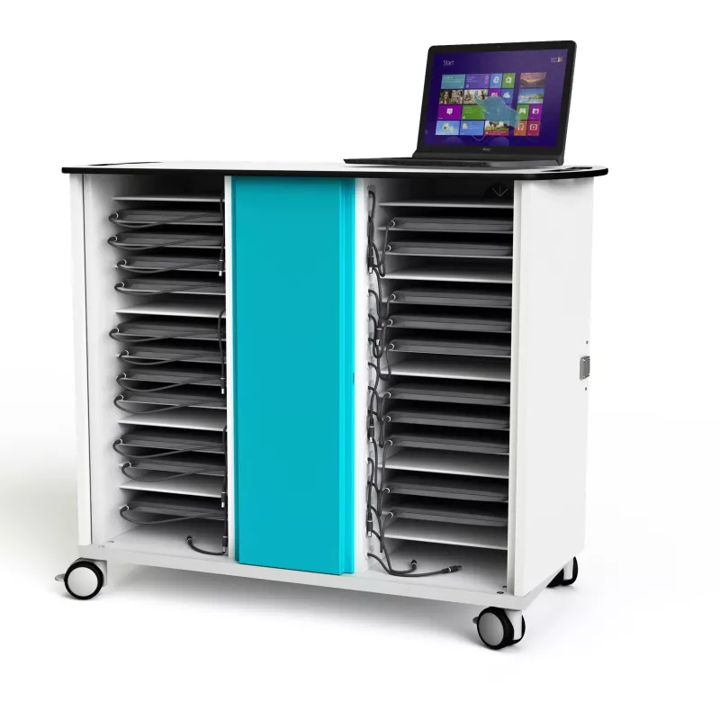 Laptoptisch, Laptop-Ladestation, Kabelmanagement, Schubladensystem, Rollwagen