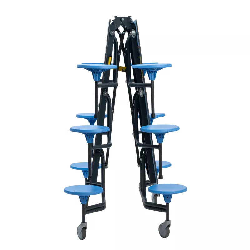 Stufenleiter, Blaue Ablage, Faltbar, Räder, Metallrahmen
