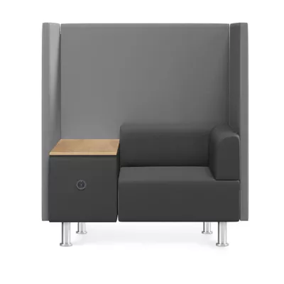 Sessel, Nische, Sideboard, Holzplatte, Stahlbeine