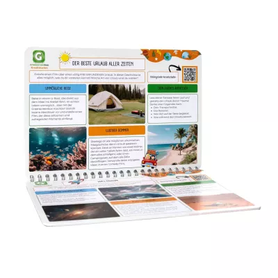 Reiseplan, Spiralbindung, Kartenlayout, Campingbilder, Sommerurlaub