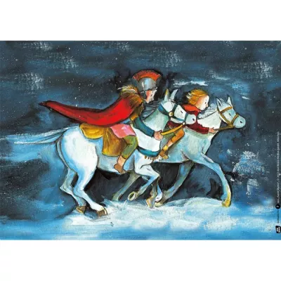 pferde, ritter, winter, abendrot, prärie