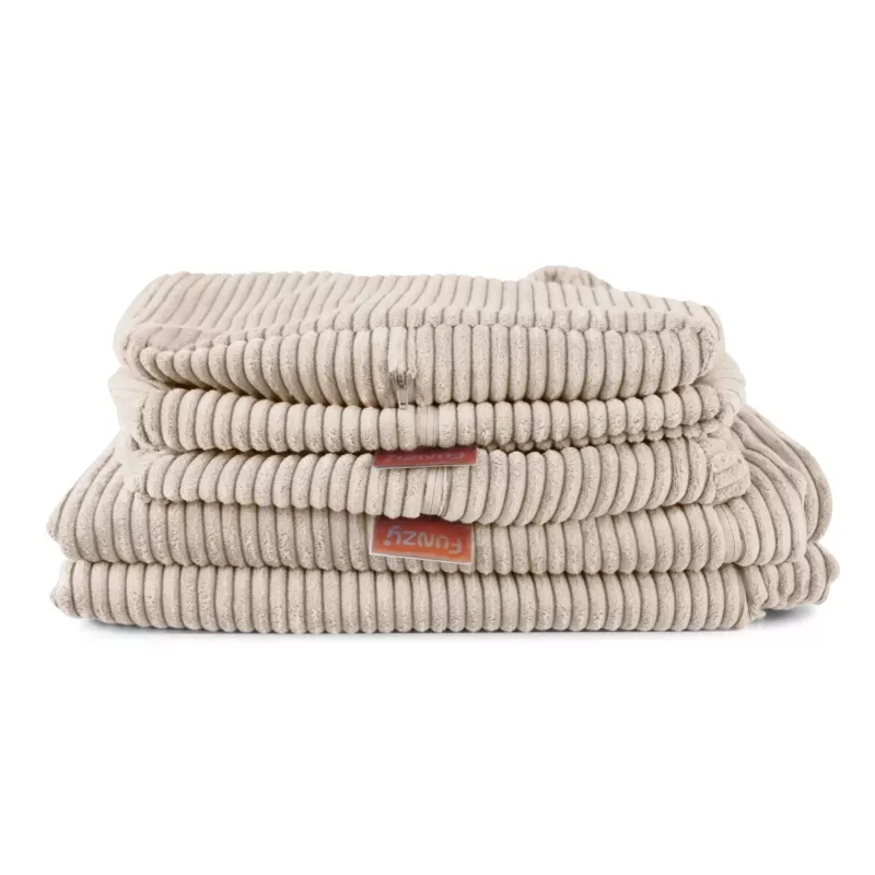 Corduroy, Blanket, Throw, Beige, Folded