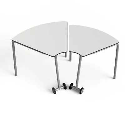 ecktisch, klapptisch, 2-teilig, rundeckig, rollen