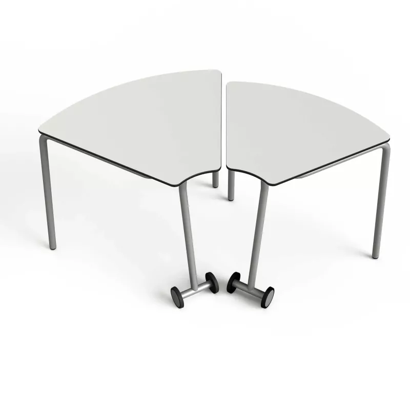 ecktisch, klapptisch, 2-teilig, rundeckig, rollen