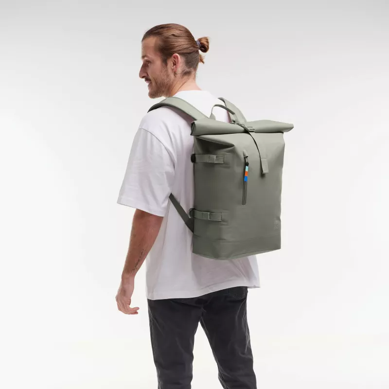 Rucksack, Backpack, Grün, Rolltop, Seitentasche
