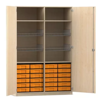 Sportschrank, 190 x 126,4 x 60 cm, mit 4 Gitterkörben und 24 Boxen