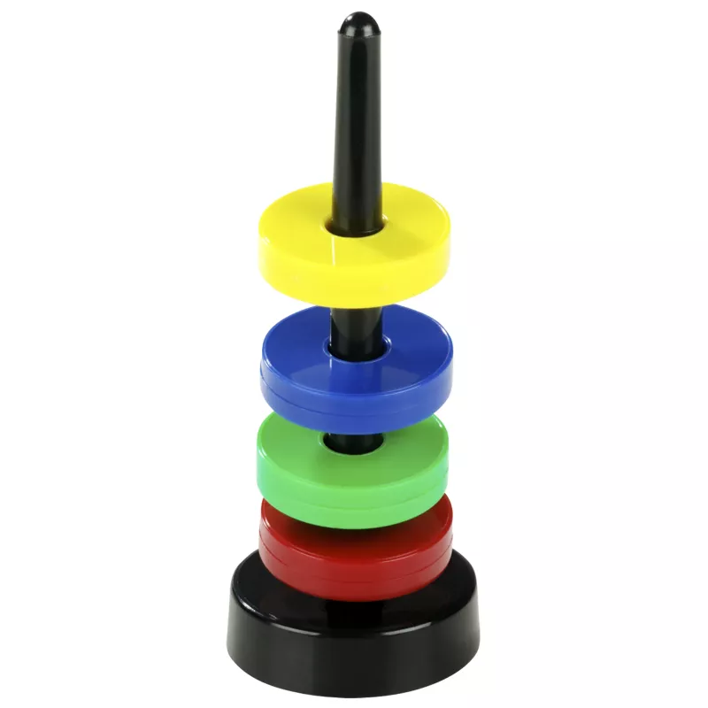 Hackenpyramide, Sortierstapel, Stapelspiel, Farbenring, Stäbchenhalter