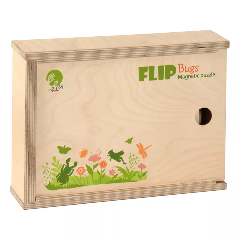 Holzbox, Magnetpuzzle, Flugbugs, Blumenmotiv, Kinderspielzeug