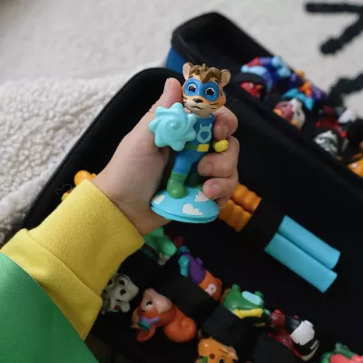 Figur, Tiger, Blaues Kostüm, Spielzeugfigur, Basisstand, Bläschen-Attrappe