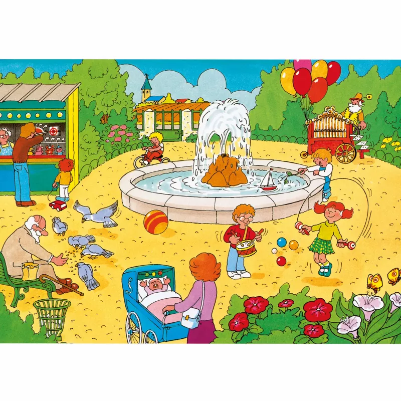 Parkanlage, Wasserbrunnen, Kinderfreizeit, Spielzeug, Ballspiele