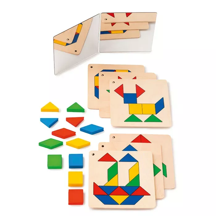 Holzpuzzle, Bausteine, Holzbausteine, Lernspiel, Kartenboard
