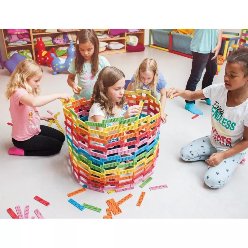 Klemmbausteine, Bausteine, Kinder-Spielzeug, Bauklotz-Turm, Bunt
