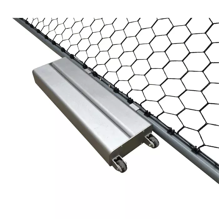 Gittertor, Maschinentransportwagen, Schienenrollen, Hexagon-Netz, Torantriebskomponente