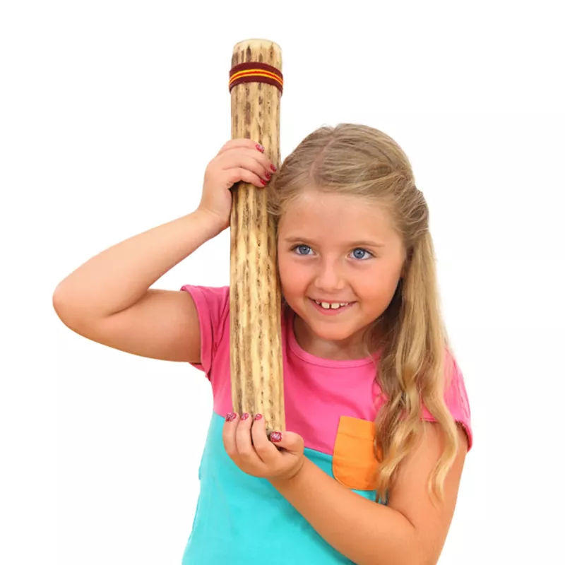 Kinderfigur, Holzrohr, Musikinstrument, Trommelstange, Kinderhandwerk