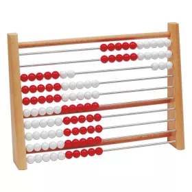 Rechenrahmen 1–100 mit roten und weißen Kugeln