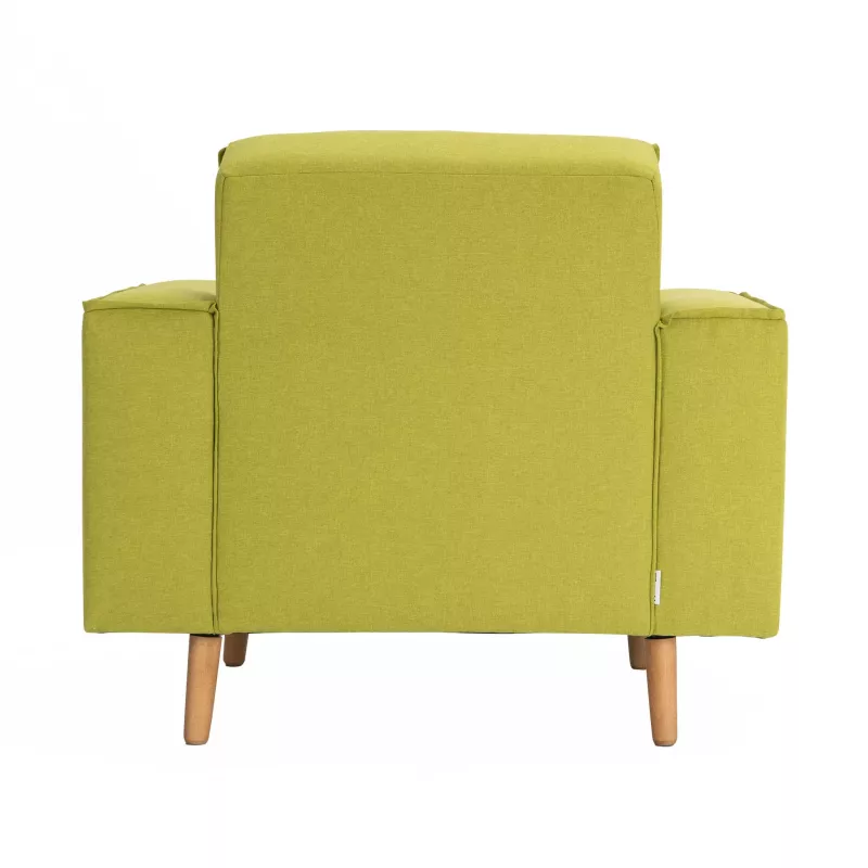 Sofa, Armstuhl, Grün, Lederlos, Bein aus Holz