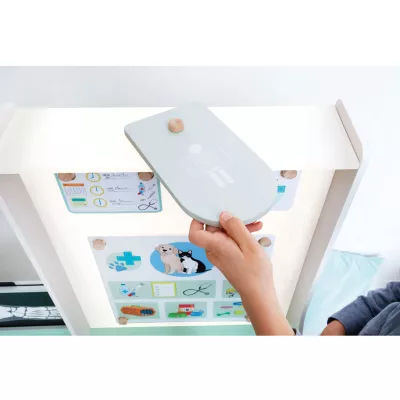 Kinderarztpraxis, Puppenstation, Tafel, Medizinische Lernstation, Holzspielzeug