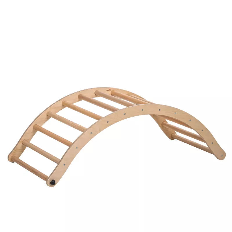Holz, Kletterlabyrinth, Kletterbrücke, Bogenbrücke, Spielgerät