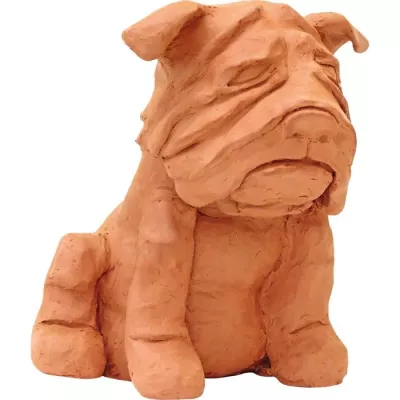 Tonfigur, Hund, Bulldogge, Terrakotta, Skulptur